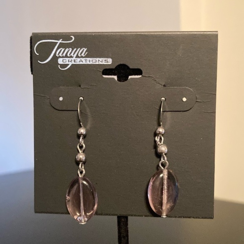Silver and Purple Drop Earrings